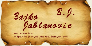 Bajko Jablanović vizit kartica
